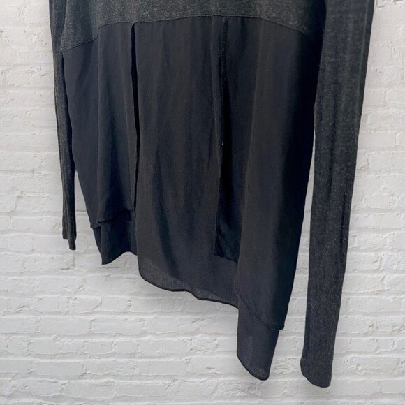 Aritiza XXS Oversized Silk Blend Blouse Pullover Gray Black EUC - Picture 3 of 4